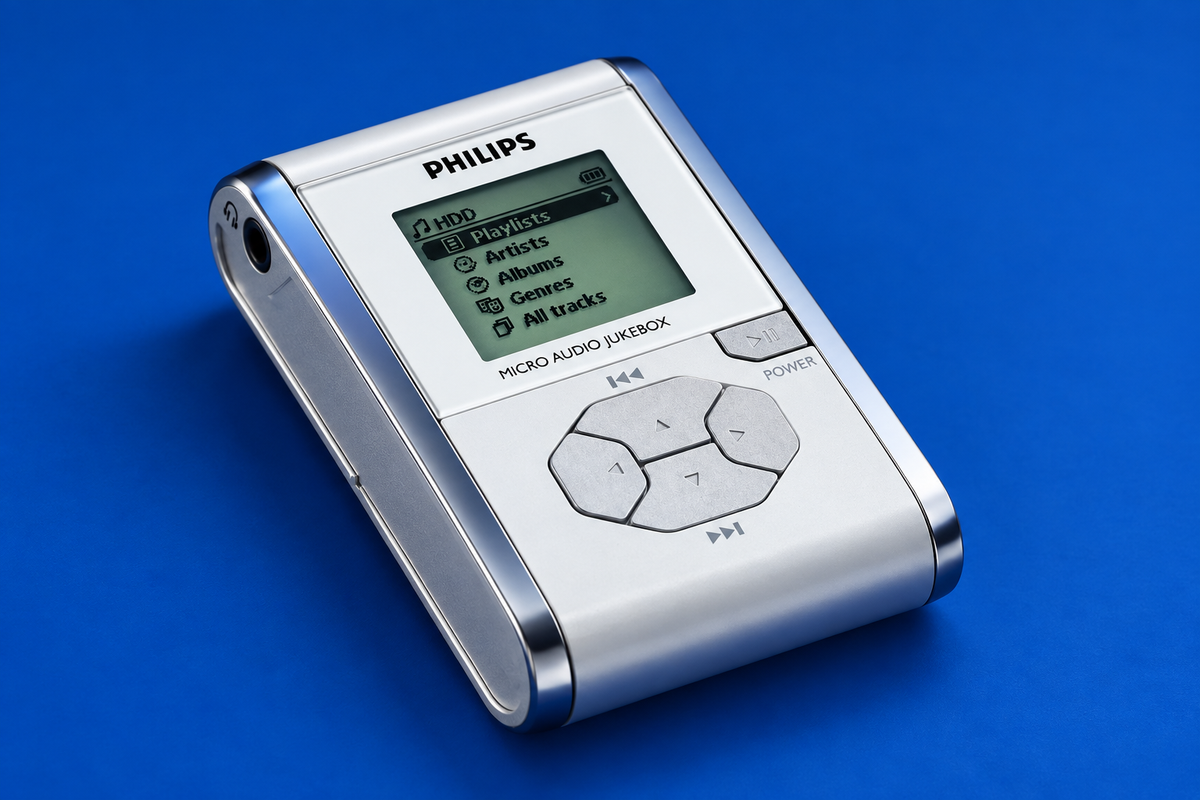 Illustrative reconstruction of a Philips HDD060 on a deep blue background.